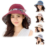 Women's Accessories: Wide Brim Sun Hat for Women Foldable Floppy Beach Cap with Bow Travel Style - Grey
