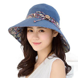 Women's Accessories: Wide Brim Sun Hat for Women Foldable Floppy Beach Cap with Bow Travel Style - Grey