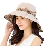 Women's Accessories: Wide Brim Sun Hat for Women Foldable Floppy Beach Cap with Bow Travel Style - Grey