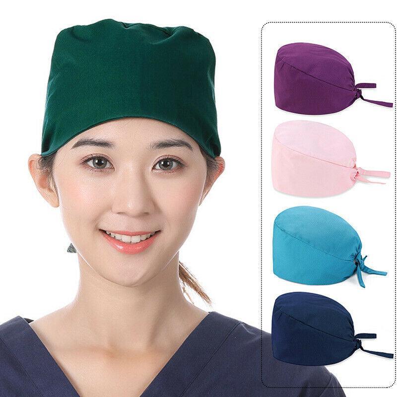 Protective Equipment: 100% Cotton Unisex Surgical Scrub Cap for Doctors & Nurses - Dark Blue