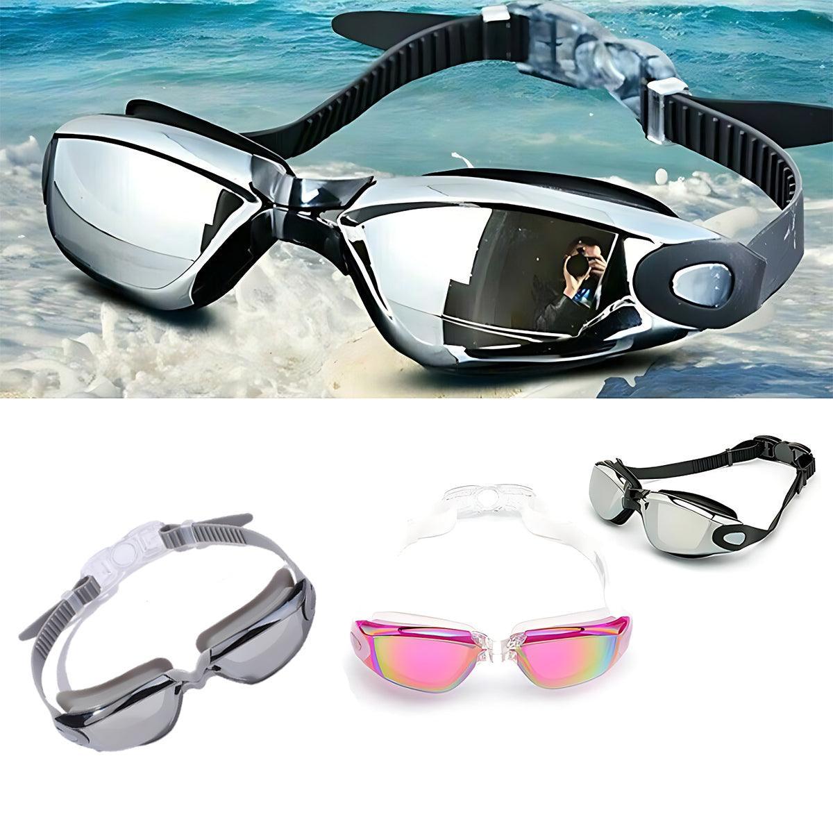 Swimming Pools: Unisex Swimming Goggles Waterproof Anti Fog Adjustable Swim Glasses for Men Women - Black