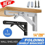 Hardware Hooks: Traderight Table Bracket Folding Stainless Steel 150KG Wall Shelf Bench 2PCS - Black 20in