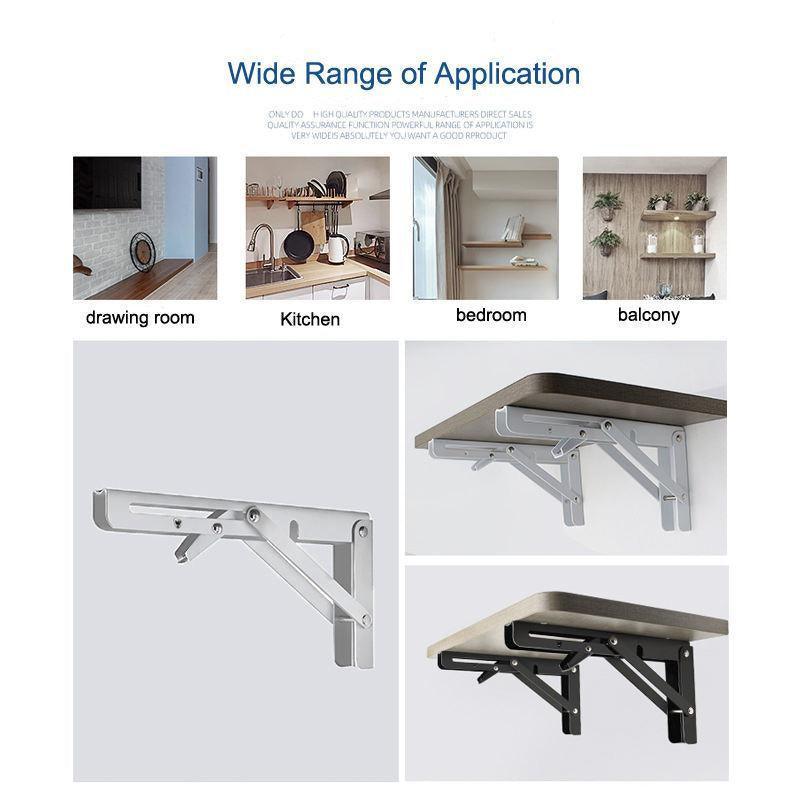 Hardware Hooks: Traderight Table Bracket Folding Stainless Steel 150KG Wall Shelf Bench 2PCS - Black 20in