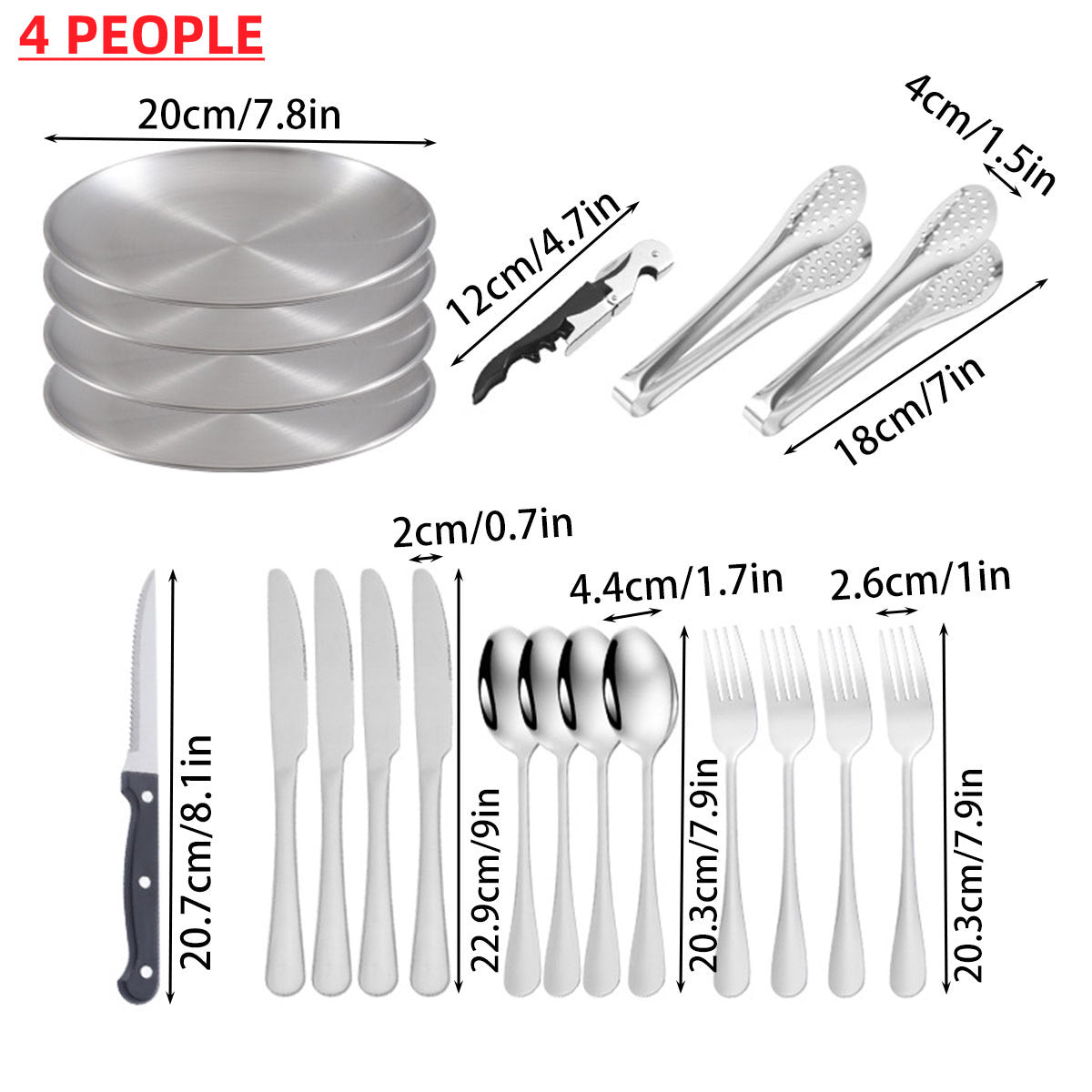 Cutlery: 10/20PCS Camping Cutlery Set Outdoor Picnic Utensils Plates Spoons Forks Knives - Red-2 People