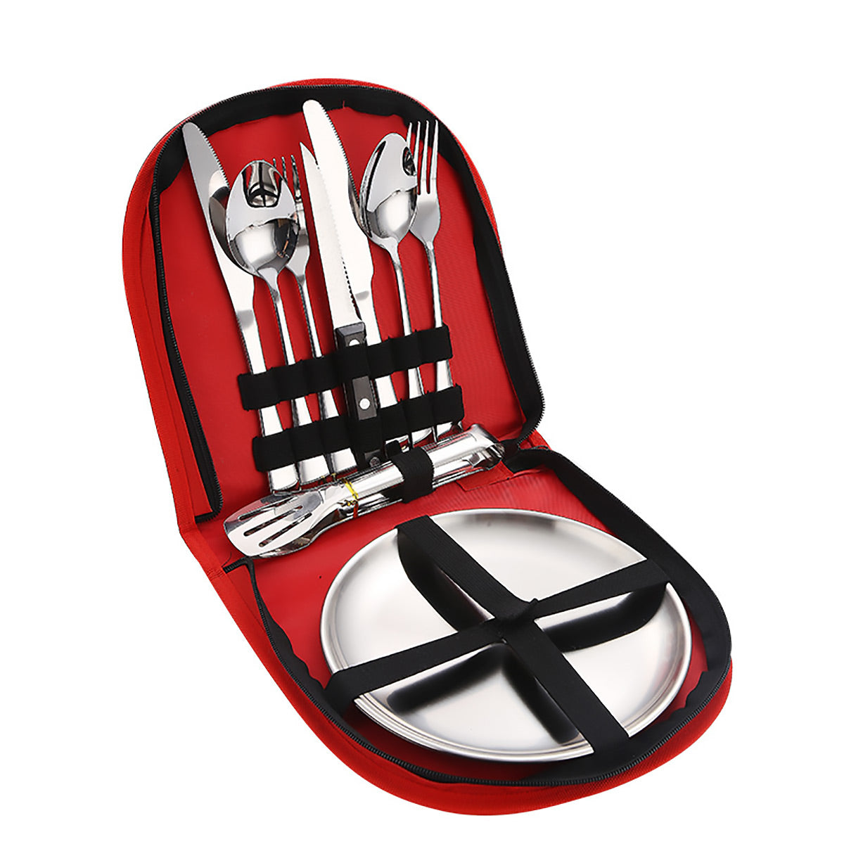Cutlery: 10/20PCS Camping Cutlery Set Outdoor Picnic Utensils Plates Spoons Forks Knives - Red-2 People