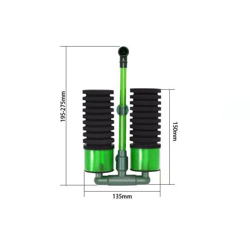 Aquarium Filters & Pumps: Double Head Aquarium Sponge Filter with Bio Media Box for Shrimp Breeding Tanks