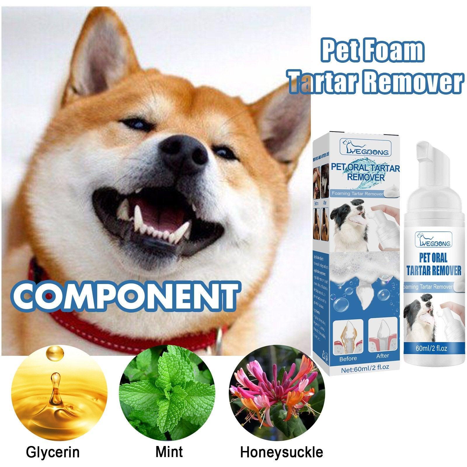 Pet Grooming Supplies: Pet Tartar Remover for Yellow Teeth Bad Breath Cleaning Foam Oral Care Cleaner