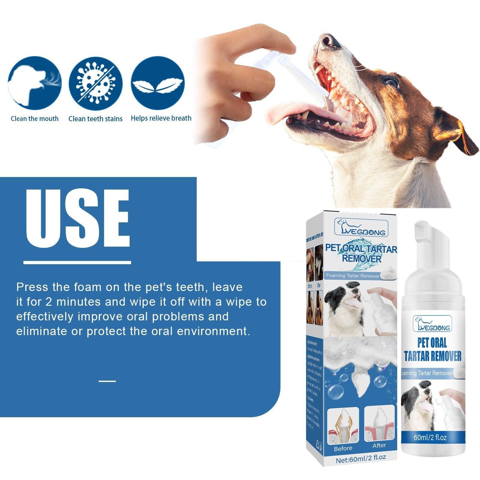 Pet Grooming Supplies: Pet Tartar Remover for Yellow Teeth Bad Breath Cleaning Foam Oral Care Cleaner