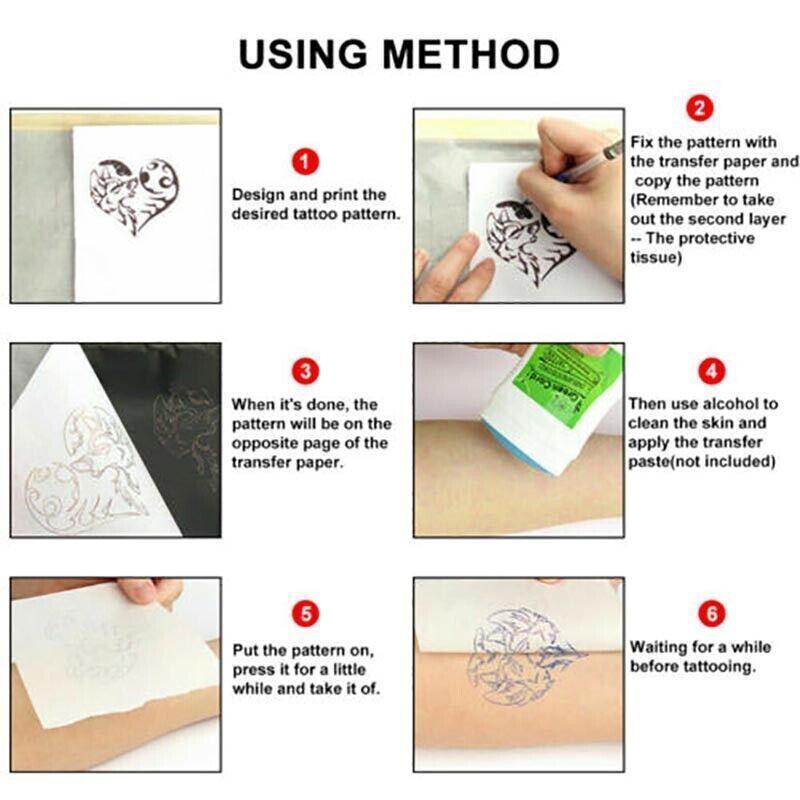 Tattoo Suppliers: 20Pcs Tattoo Stencil Paper Transfer Spirit Thermal Carbon Tracing Copier Kit Au