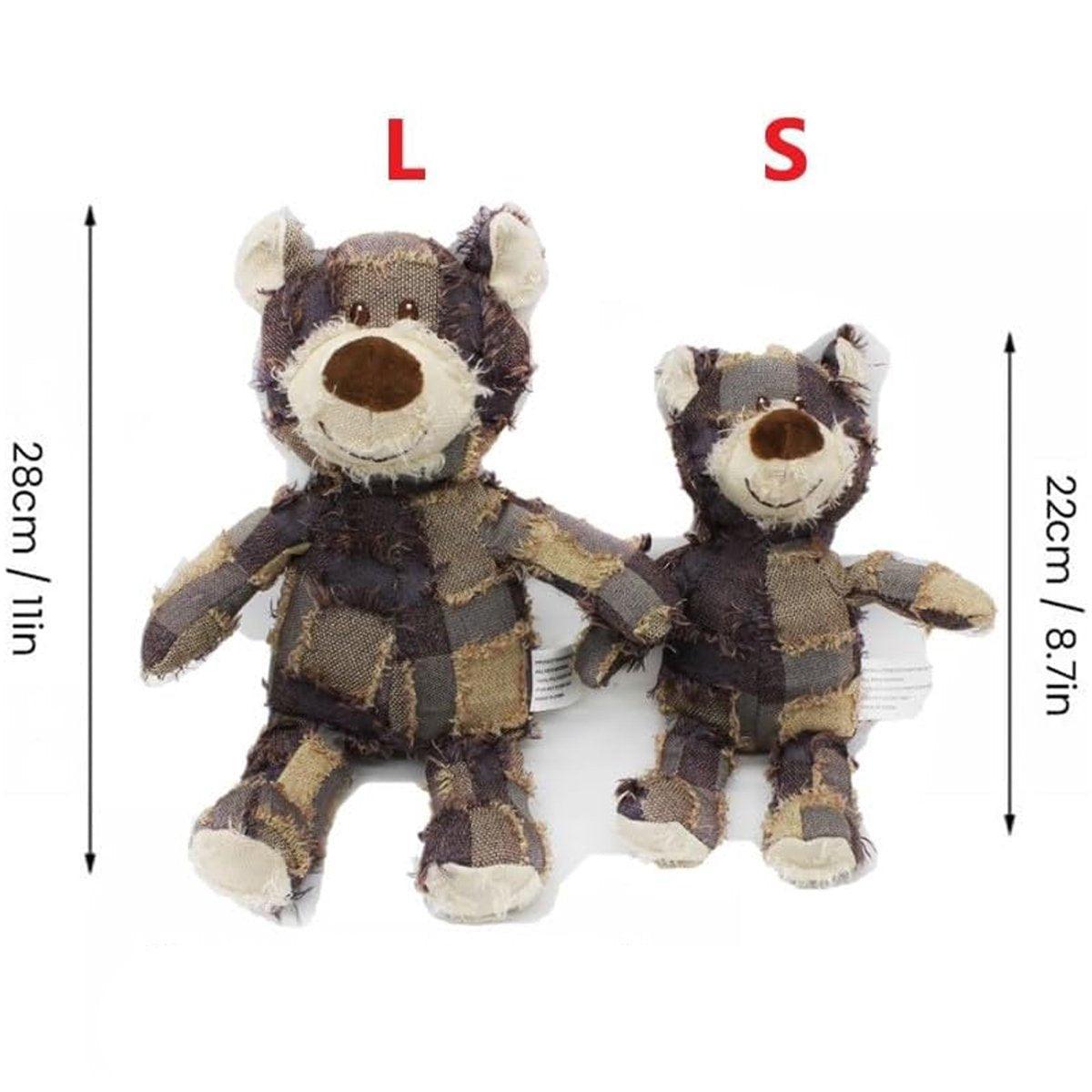 Dog Apparel: Puppy Squeaky Plush Toy Small Dog Chew Soft Bear Pet Companion - Brown-22cm