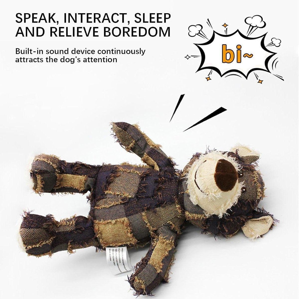 Dog Apparel: Puppy Squeaky Plush Toy Small Dog Chew Soft Bear Pet Companion - Brown-22cm