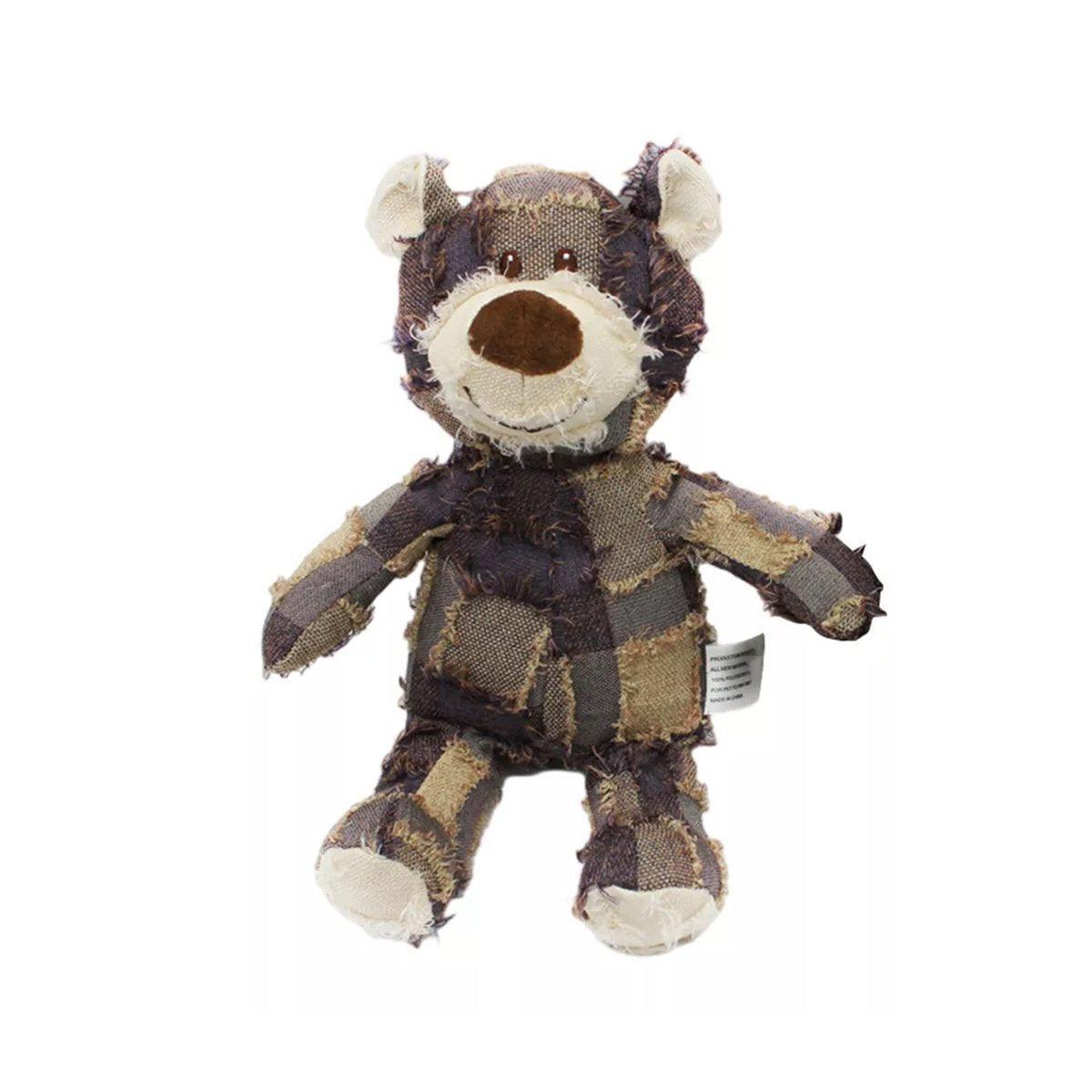 Dog Apparel: Puppy Squeaky Plush Toy Small Dog Chew Soft Bear Pet Companion - Brown-22cm
