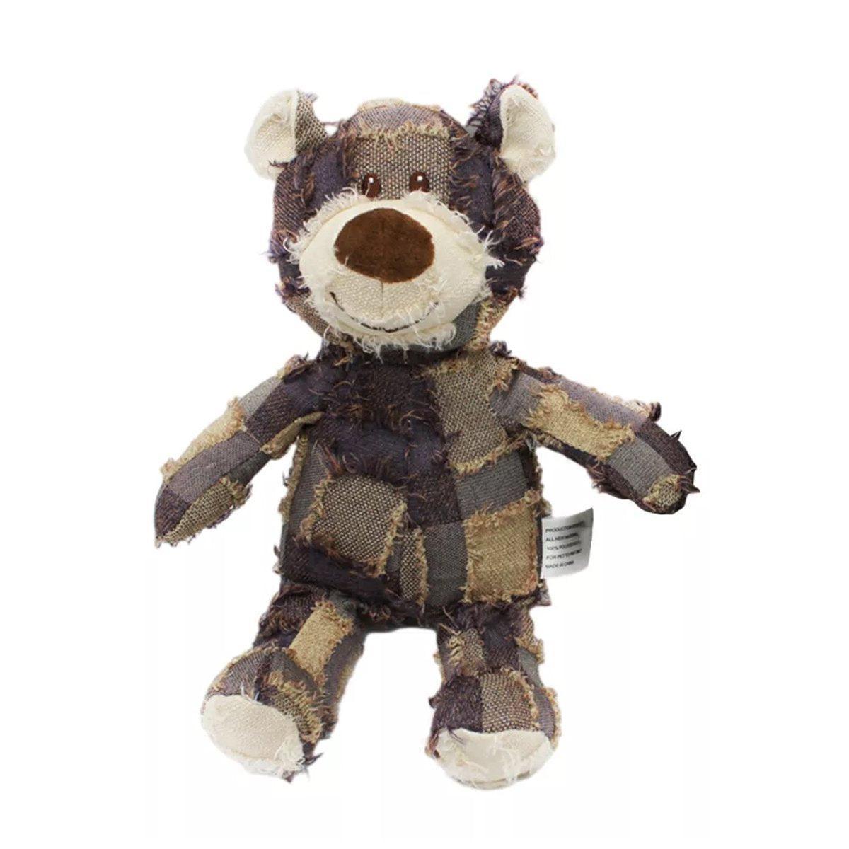 Dog Apparel: Puppy Squeaky Plush Toy Small Dog Chew Soft Bear Pet Companion - Brown-22cm