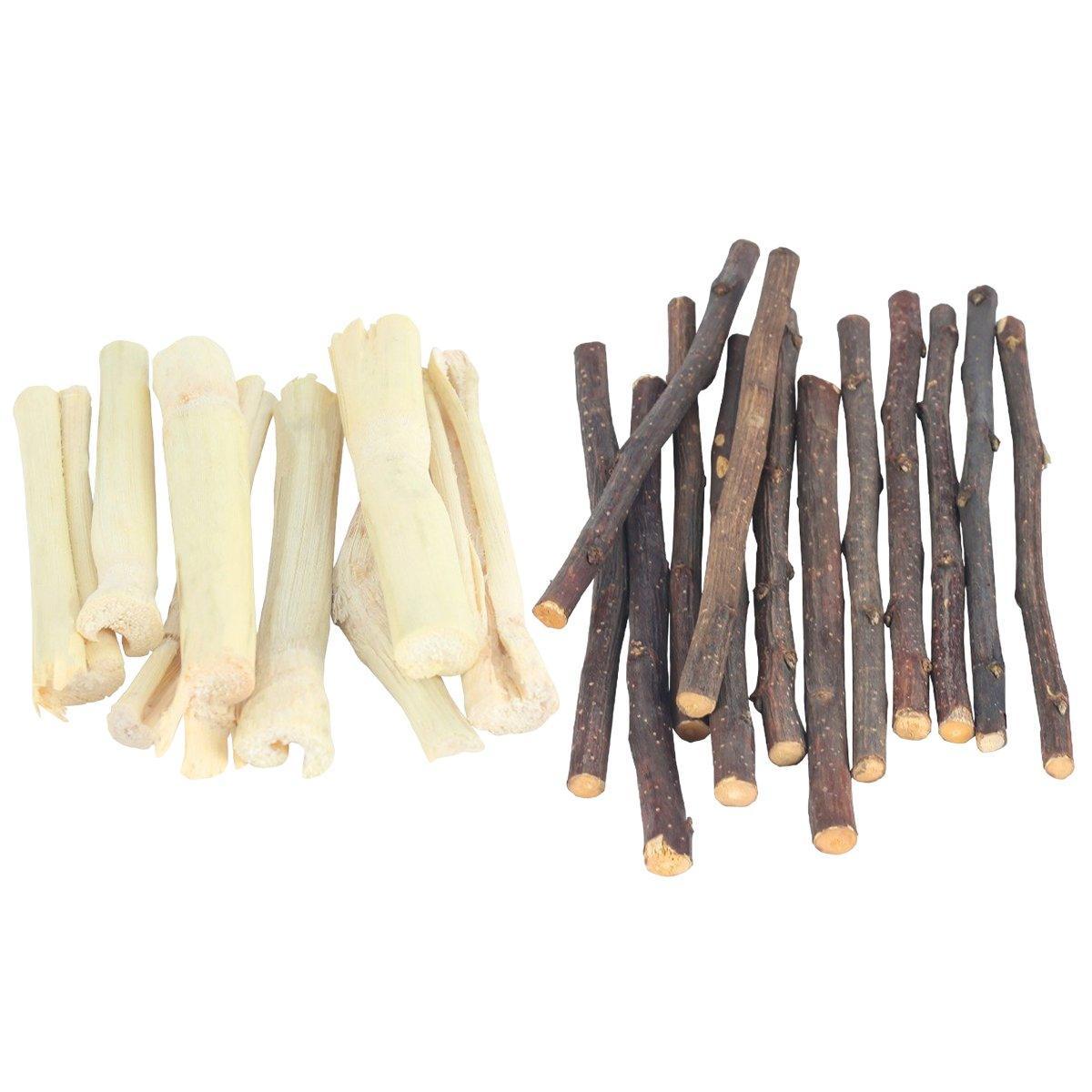 Dog Carriers & Crates: Natural Rabbit Molar Snacks Hamster Branches Sweet Bamboo Grinding Teeth Wood - Black