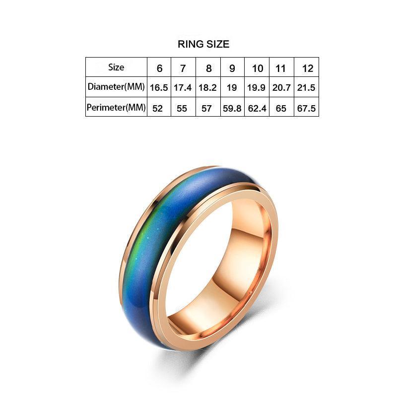 Men's Jewellery: Mood Colour Changing Temperature Ring for Emotional Expression US Size 12 - Black