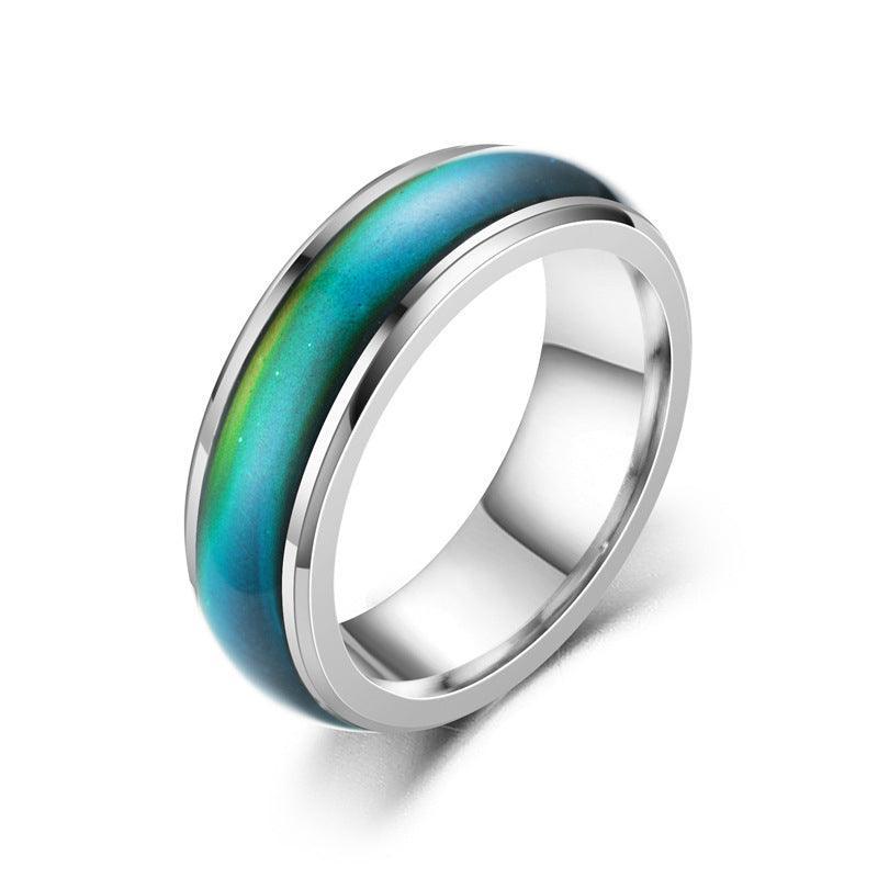 Men's Jewellery: Mood Colour Changing Temperature Ring for Emotional Expression US Size 12 - Gold