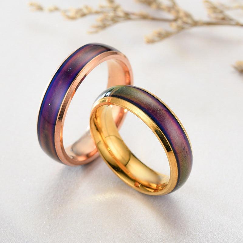 Men's Jewellery: Mood Colour Changing Temperature Ring for Emotional Expression US Size 12 - Silver
