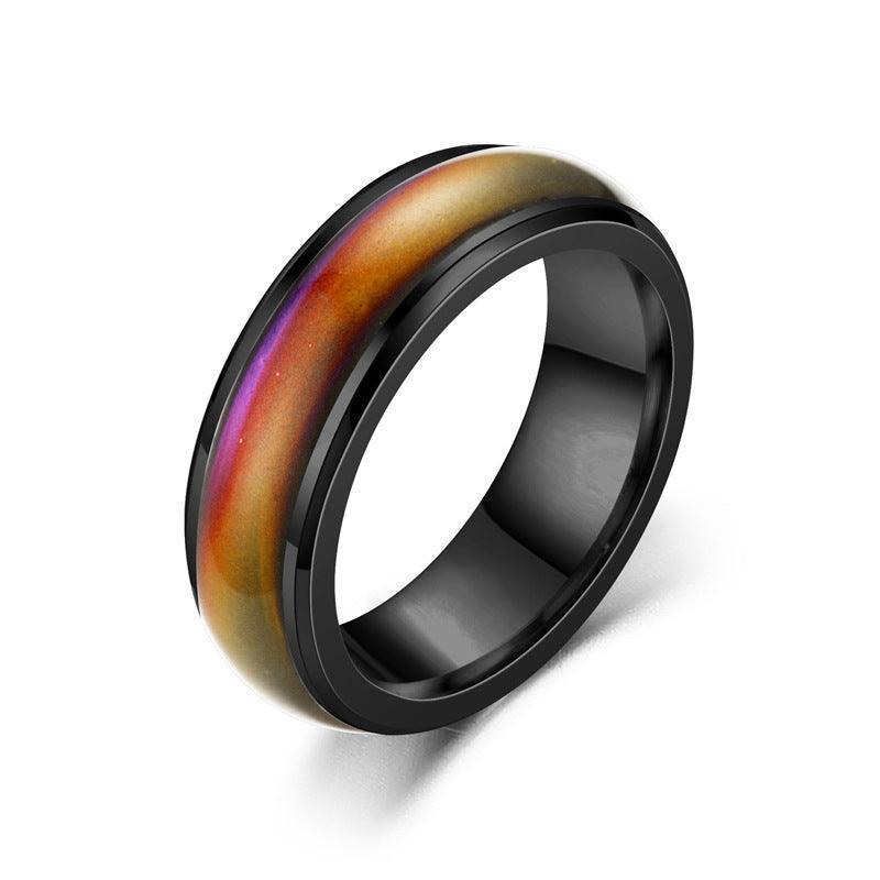 Men's Jewellery: Mood Colour Changing Temperature Ring for Emotional Expression US Size 12 - Silver
