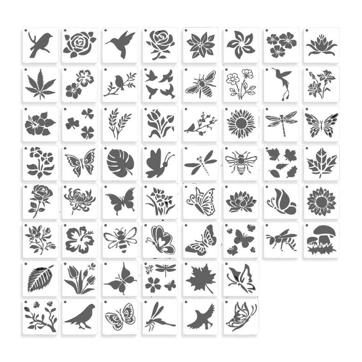 Hand Tools: 60X Flower Painting Stencils on Wood Canvas Reusable Stencil Art Template Fabric