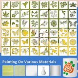 60X Flower Painting Stencils on Wood Canvas Reusable Stencil Art Template Fabric