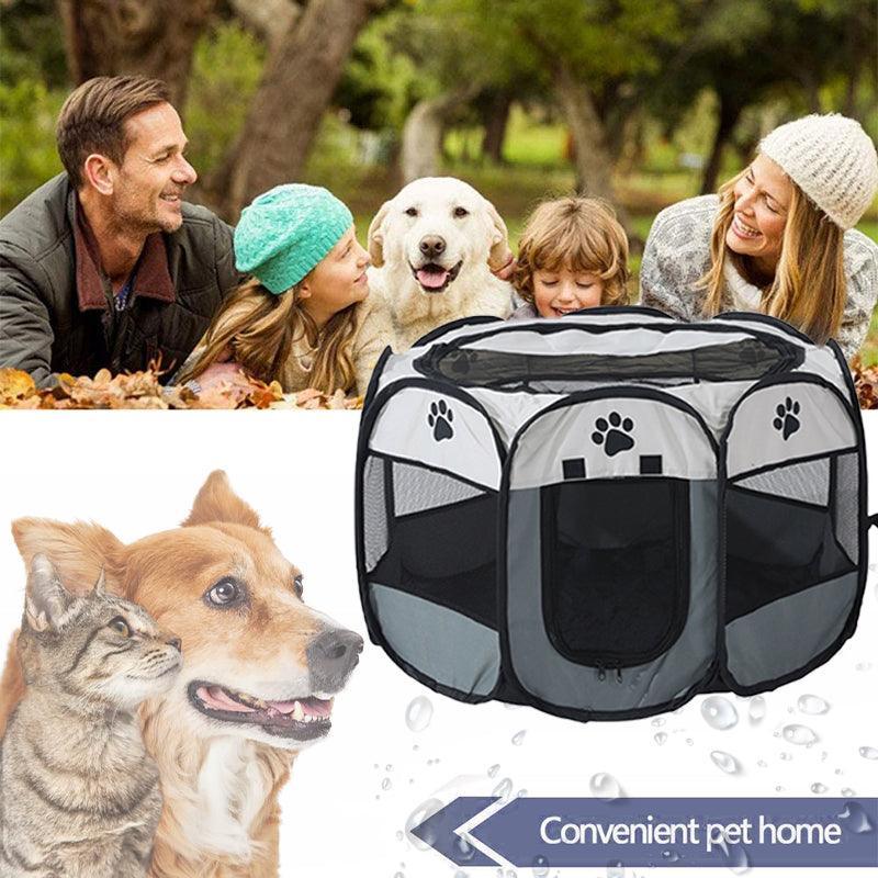 Pet Grooming Supplies: 8 Panel Pet Tent Playpen Dog Cat Play Pen Bags Kennel Portable Puppy Crate - L (91X91X58CM)