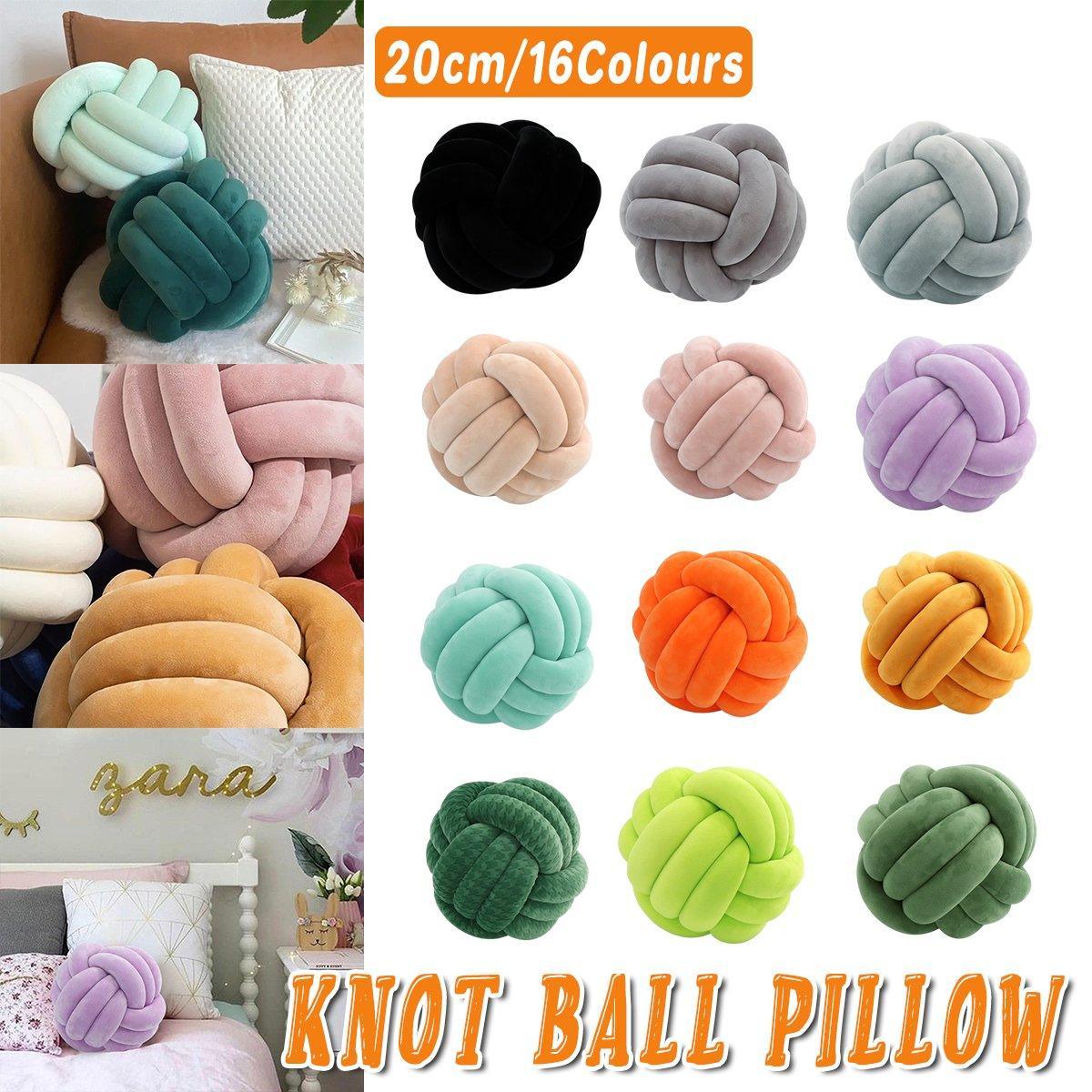 Cushions & Throws: Three-Strand Braided Round Pillow Sofa Cushion Decorative Pillow for Living Room - Black