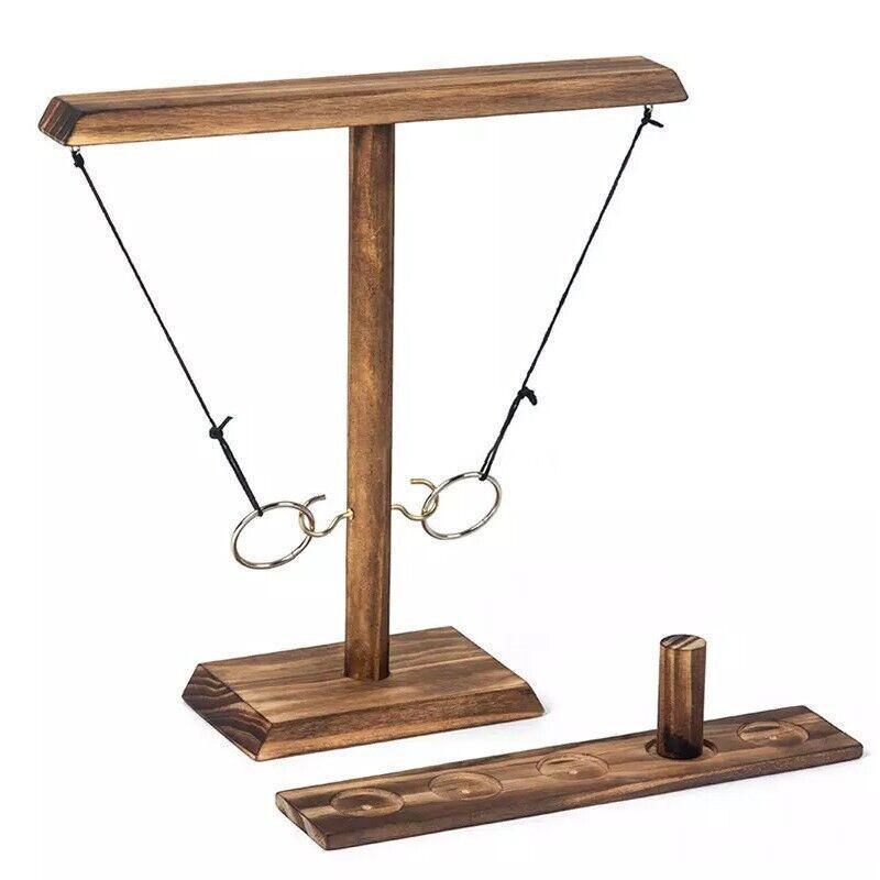 Activity Games: Wooden Hook And Ring Toss Game With Shot Ladder Table Toy Party Indoor/Outdoor