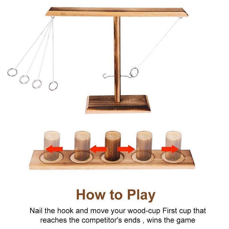 Activity Games: Wooden Hook And Ring Toss Game With Shot Ladder Table Toy Party Indoor/Outdoor