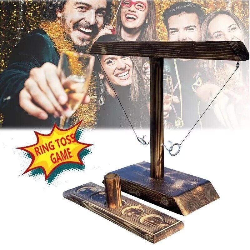 Activity Games: Wooden Hook And Ring Toss Game With Shot Ladder Table Toy Party Indoor/Outdoor