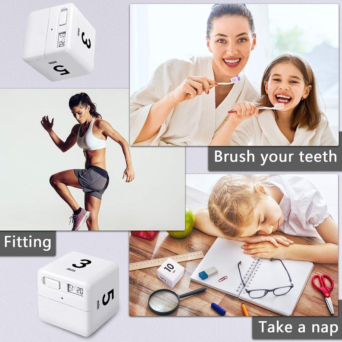 Clocks: Cubic Timer for Students Time Management Study Exercise Reminder Tool Adjustable - 1-3-5-10