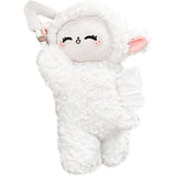 Automotive Decor: Car Tissue Box Multifunctional Hanging Drawer Box Cartoon Plush Sheep Design