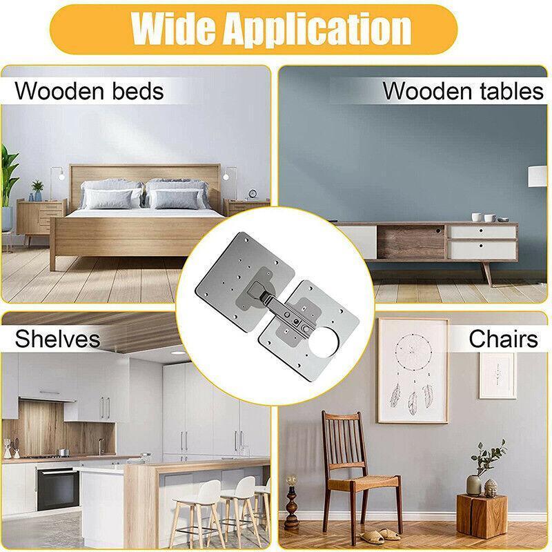 Door Hardware: Hinge Repair Plate Rust Resistant Steel Furniture Cupboard Repair Mount Tool - 1SET