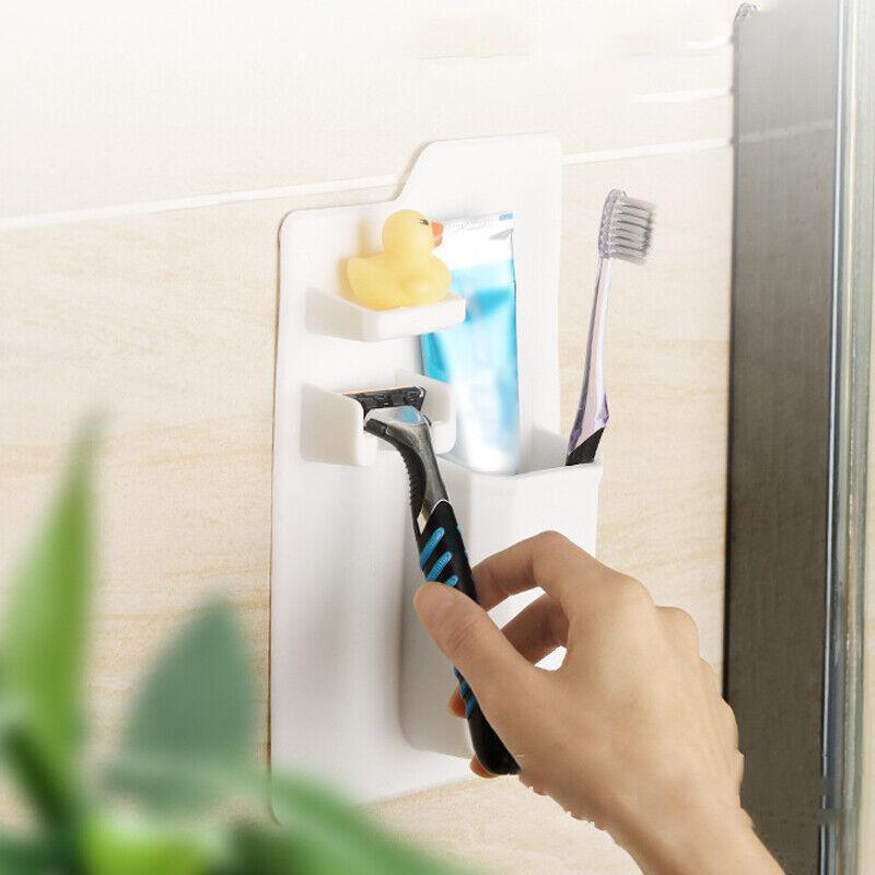Oral Care: Silicone Shower Toothbrush Holder Bathroom Storage Rack for Razor and Toothpaste - Green