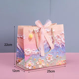 10pcs Oil Painting Gift Paper Bags for Birthday and Holiday Gift Packaging Tote - L