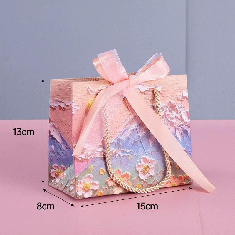 10pcs Oil Painting Gift Paper Bags for Birthday and Holiday Gift Packaging Tote - M