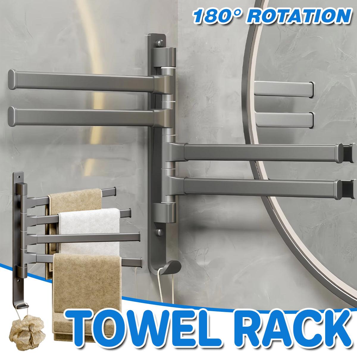 Towel Racks & Holders: Rotating Towel Rack Wall Mounted Bathroom Shelf Multi Rod Swivel Towel Holder