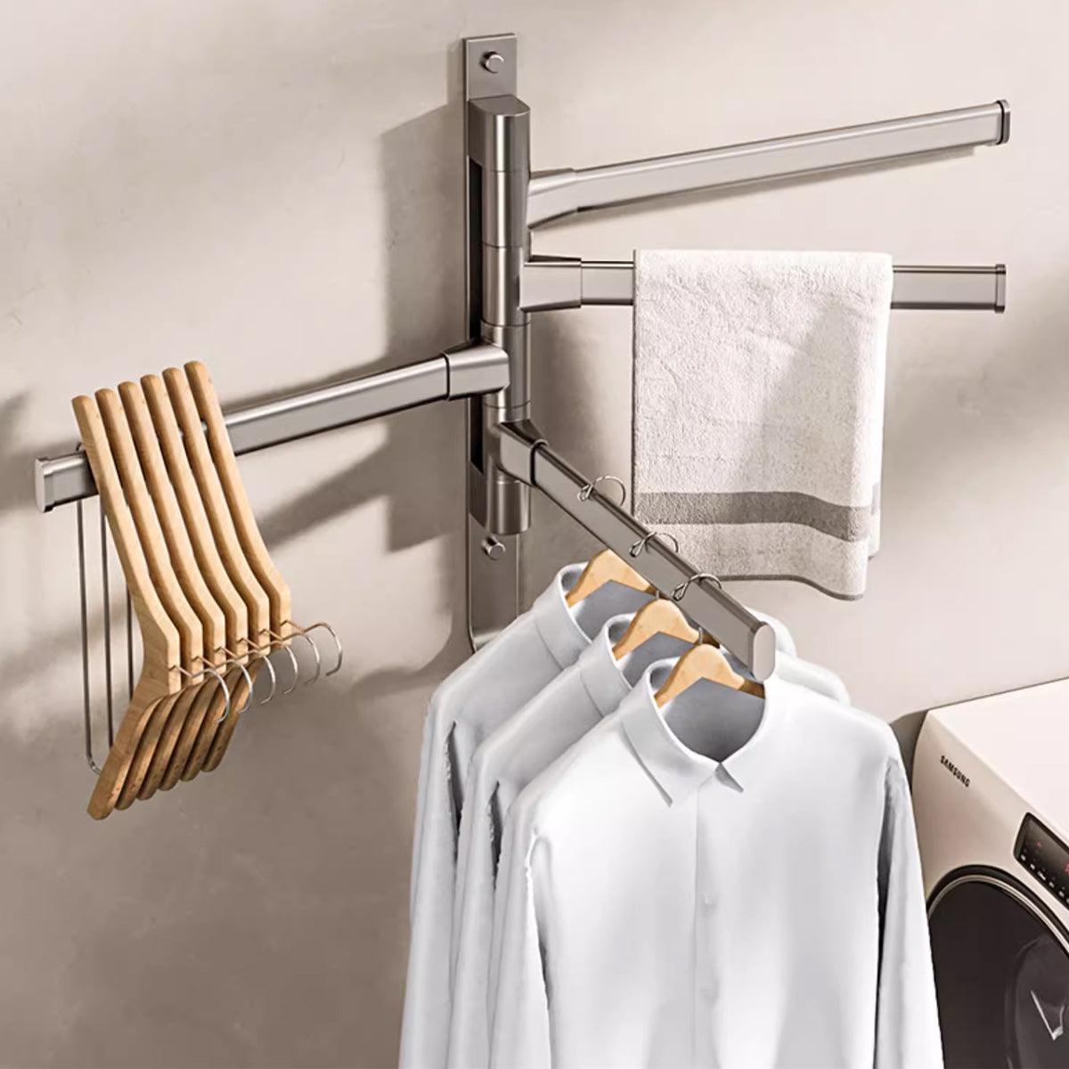 Towel Racks & Holders: Rotating Towel Rack Wall Mounted Bathroom Shelf Multi Rod Swivel Towel Holder