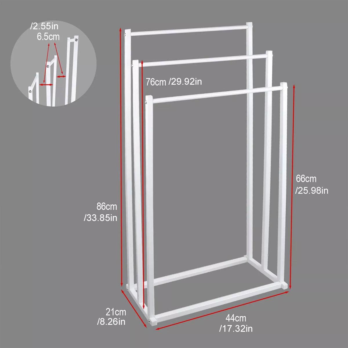 Towel Racks & Holders: 3 Tier Metal Towel Rack Freestanding 3 Bars Drying Shelf Holder Stand Organizer