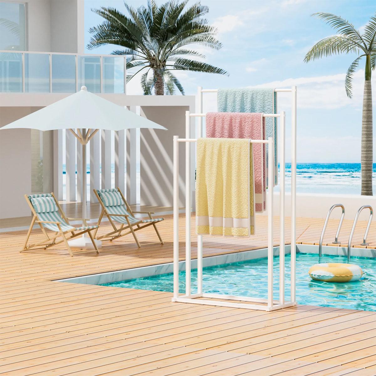 Towel Racks & Holders: 3 Tier Metal Towel Rack Freestanding 3 Bars Drying Shelf Holder Stand Organizer