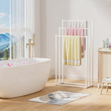 3 Tier Metal Towel Rack Freestanding 3 Bars Drying Shelf Holder Stand Organizer