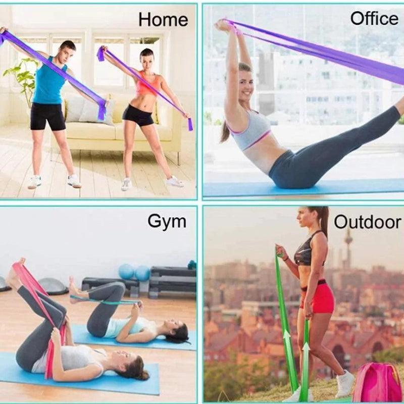 Yoga & Pilates: 1.5m Elastic Yoga Stretch Resistance Bands Exercise Fitness Band Theraband - Blue