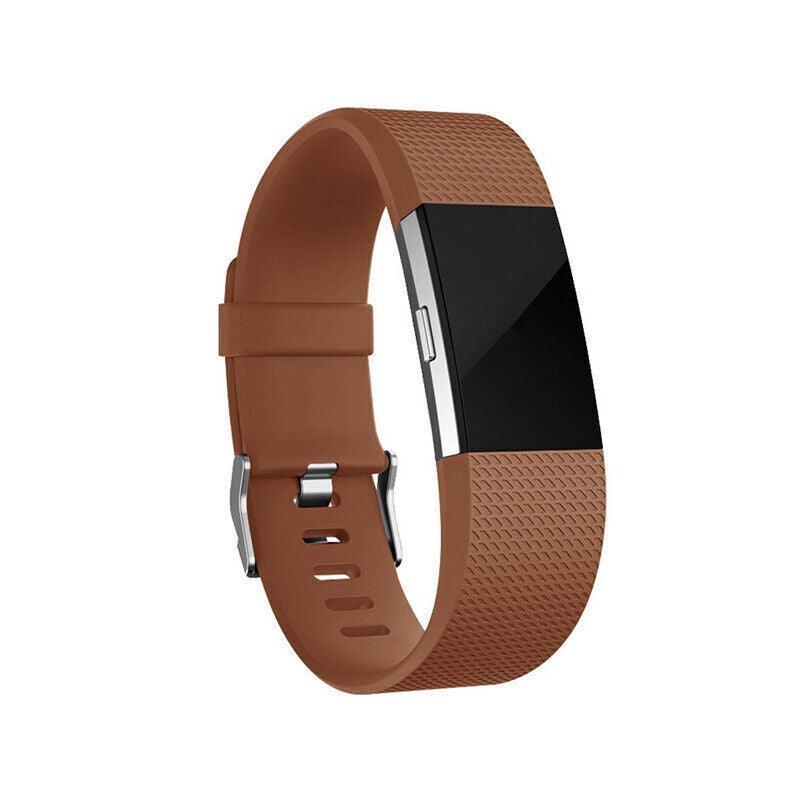 Men's Accessories: L Size Silicone Watch Wrist Sports Strap For Fitbit Charge Band Wristband Replacement - Brown