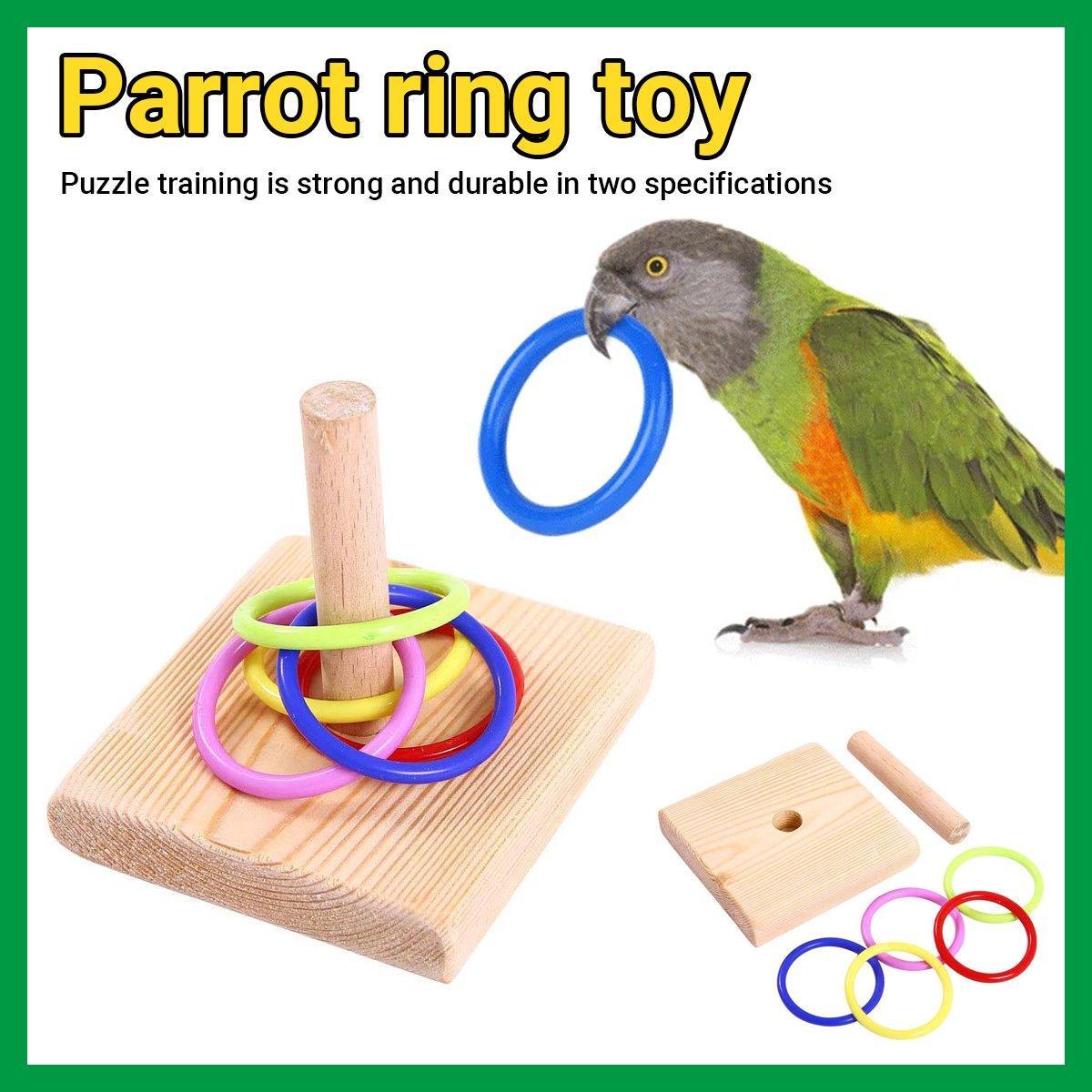 Bird Cage Accessories: Parrot Chew Toys Interactive Bird Training Rings Set Pet Bird Intelligence Toys