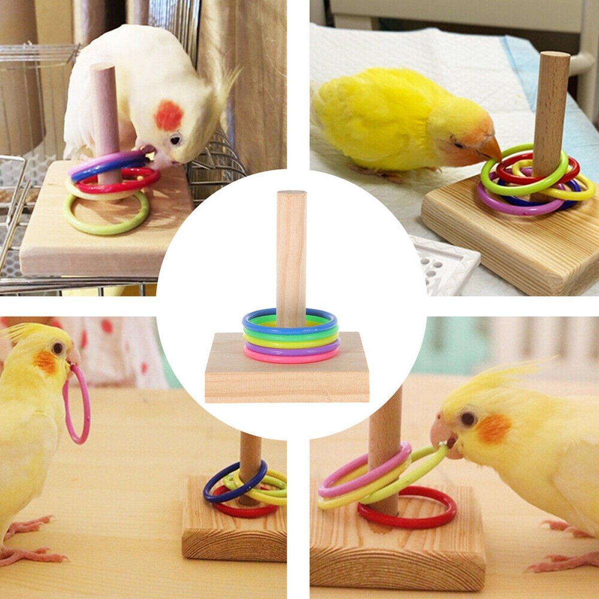 Bird Cage Accessories: Parrot Chew Toys Interactive Bird Training Rings Set Pet Bird Intelligence Toys