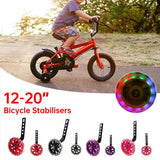 Bicycle Parts: 1220 Inch Bike Training Wheels Flashing PVC Silent Stabilizer Auxiliary Support - Black