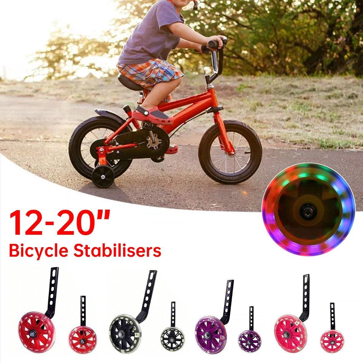 Bicycle Parts: 1220 Inch Bike Training Wheels Flashing PVC Silent Stabilizer Auxiliary Support - Red