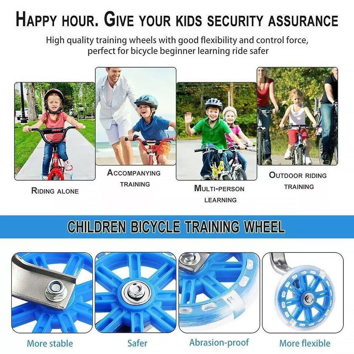 Bicycle Parts: 1220 Inch Bike Training Wheels Flashing PVC Silent Stabilizer Auxiliary Support - Red