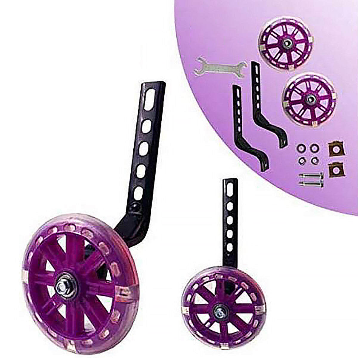 Bicycle Parts: 1220 Inch Bike Training Wheels Flashing PVC Silent Stabilizer Auxiliary Support - Red