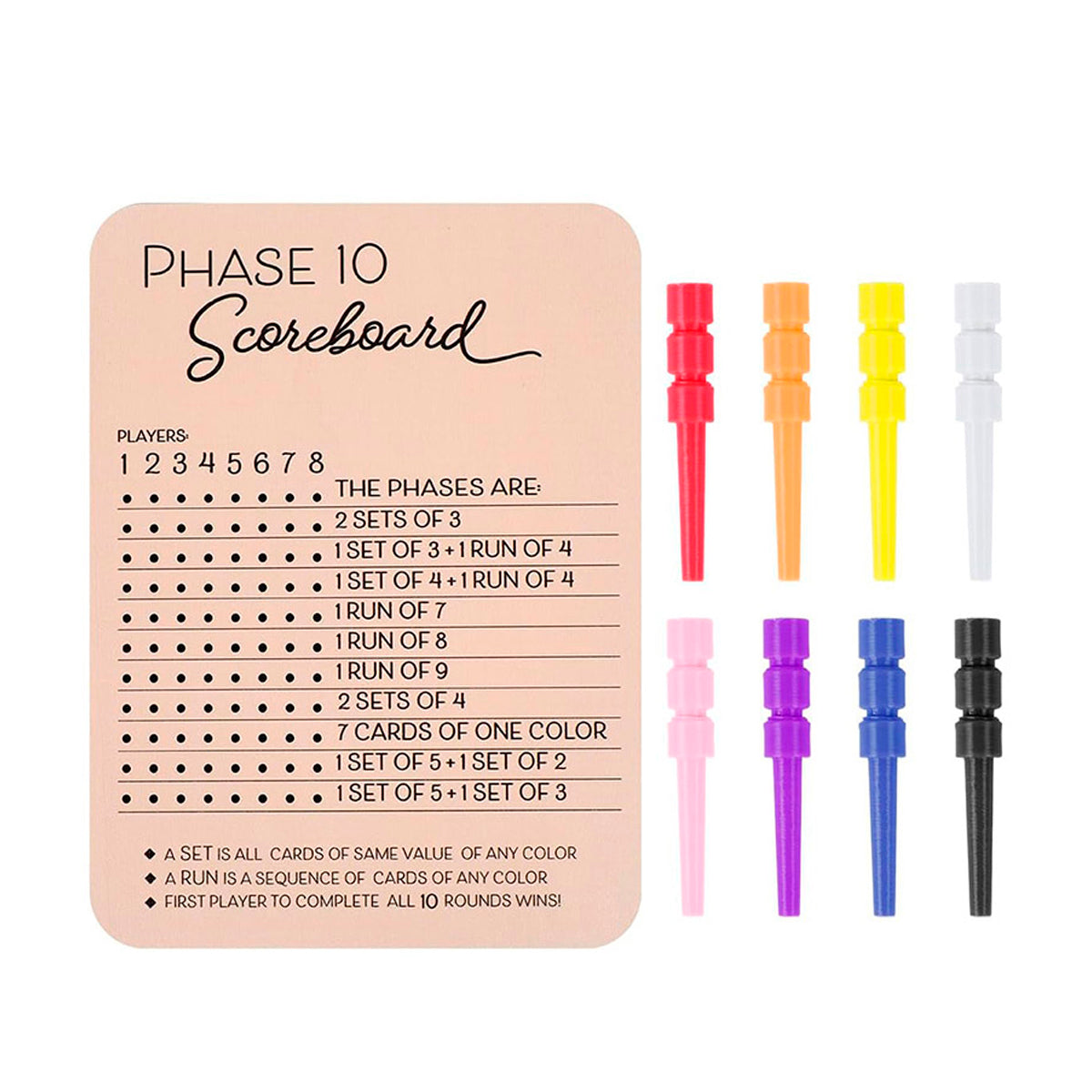 Board Games: Phase 10 Score Board Wooden Phase 10 Scorecard Reusable for Family Game Tabletop