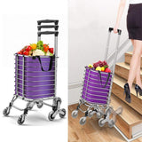 Packing Organisers: Folding Vegetable Basket Trolley Small Trailer Grocery Shopping Pulling Cart
